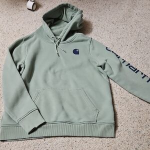 Carhartt Sage Green Hoodie with Navy Logo